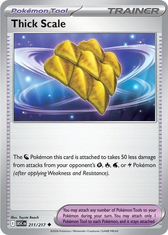 Thẻ hình Pokemon Thick Scale 211/217 - Lá bài lẻ Ascended Heroes Uncommon tiếng Anh chính hãng