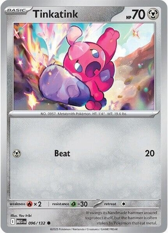 Thẻ hình Pokemon Tinkatink 096/132 - Lá bài lẻ Mega Evolution Base Set Common Reverse Holo tiếng Anh chính hãng