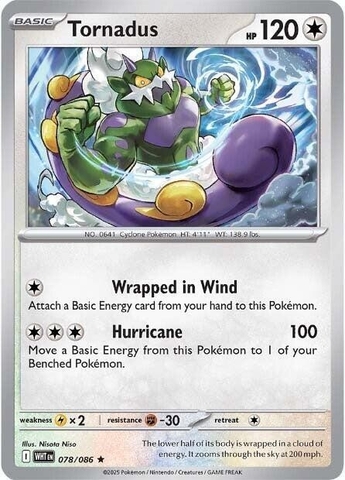 Thẻ hình Pokemon Tornadus 078/086 - Lá bài lẻ White Flare Holo Rare tiếng Anh chính hãng