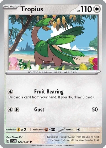 Thẻ hình Pokemon Tropius 123/159 - Lá bài lẻ Journey Together Common Reverse Holo tiếng Anh chính hãng