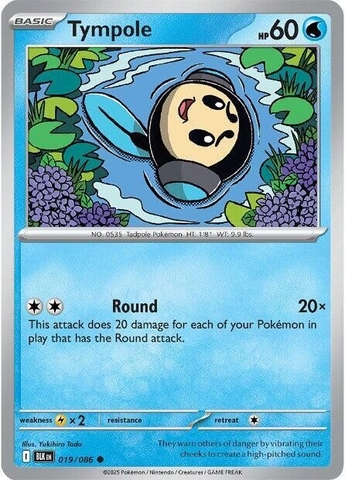 Thẻ hình Pokemon Tympole 019/086 - Lá bài lẻ Black Bolt Common Reverse Holo tiếng Anh chính hãng