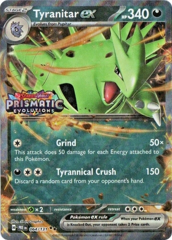 Thẻ hình Pokemon Tyranitar ex (Prismatic Evolutions Stamp) 064/131 - Lá bài lẻ Miscellaneous Cards & Products Double Rare tiếng Anh chính hãng