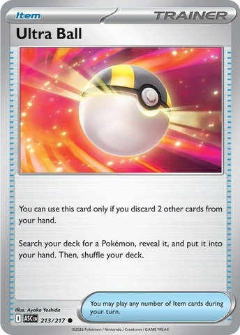 Thẻ hình Pokemon Ultra Ball 213/217 - Lá bài lẻ Ascended Heroes Common tiếng Anh chính hãng