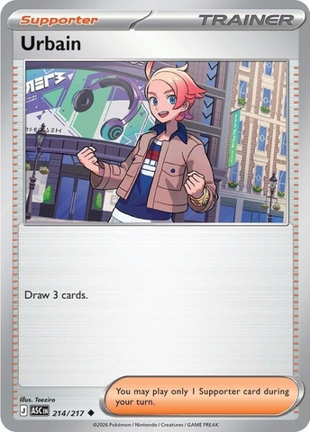 Thẻ hình Pokemon Urbain 214/217 - Lá bài lẻ Ascended Heroes Uncommon tiếng Anh chính hãng