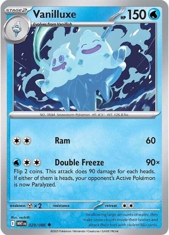 Thẻ hình Pokemon Vanilluxe 029/086 - Lá bài lẻ White Flare Uncommon Reverse Holo tiếng Anh chính hãng