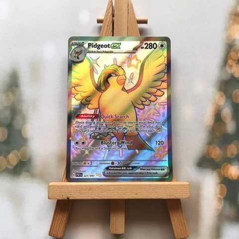 Thẻ hình Pokemon Pidgeot ex 221/091 - Lá bài lẻ Paldean Fates Shiny Ultra Rare tiếng Anh chính hãng