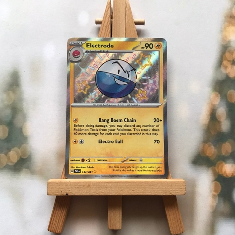 Thẻ hình Pokemon Electrode 134/091 - Lá bài lẻ Paldean Fates Shiny Rare tiếng Anh chính hãng