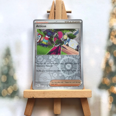 Thẻ hình Pokemon Atticus 077/091 - Lá bài lẻ Paldean Fates Uncommon Reverse Holo tiếng Anh chính hãng