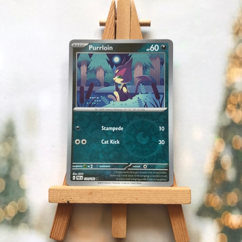 Thẻ hình Pokemon Purrloin 114/182 - Lá bài lẻ Paradox Rift Common Reverse Holo tiếng Anh chính hãng