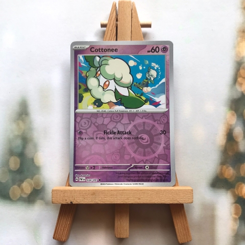 Thẻ hình Pokemon Cottonee 034/091 - Lá bài lẻ Paldean Fates Common Reverse Holo tiếng Anh chính hãng