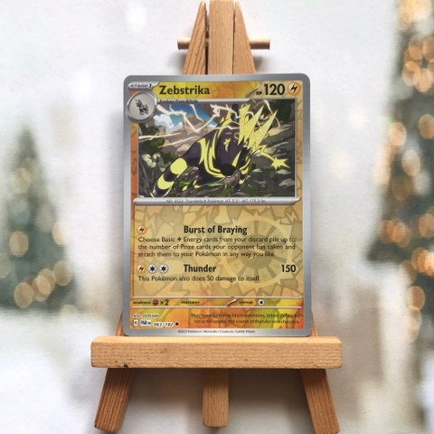 Thẻ hình Pokemon Zebstrika 063/182 - Lá bài lẻ Paradox Rift Uncommon Reverse Holo tiếng Anh chính hãng