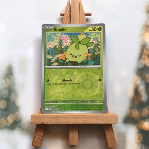Thẻ hình Pokemon Smoliv 019/197 - Lá bài lẻ Scarlet & Violet: Obsidian Flames Common Reverse Holo tiếng Anh chính hãng