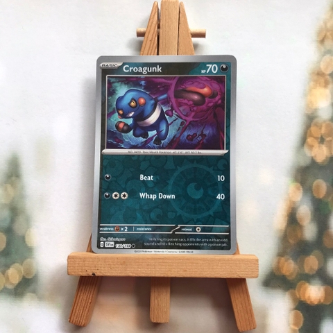 Thẻ hình Pokemon Croagunk 130/198 - Lá bài lẻ Scarlet & Violet Base Set Common Reverse Holo tiếng Anh chính hãng