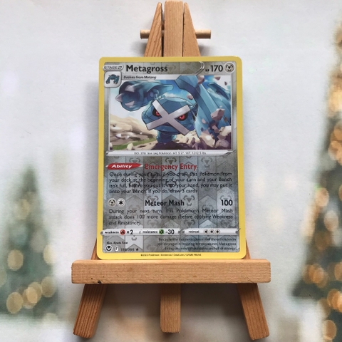 Thẻ hình Pokemon Metagross 119/195 - Lá bài lẻ Sword & Shield Silver Tempest Holo Rare Reverse Holo tiếng Anh chính hãng