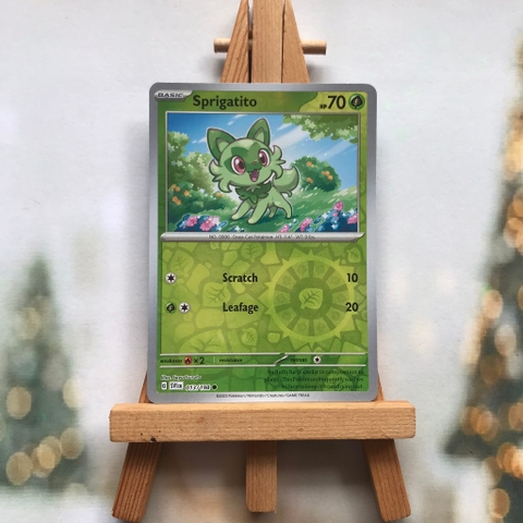Thẻ hình Pokemon Sprigatito 013/198 - Lá bài lẻ Scarlet & Violet Base Set Common Reverse Holo tiếng Anh chính hãng