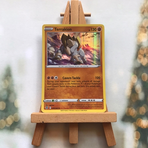 Thẻ hình Pokemon Terrakion 097/195 - Lá bài lẻ Sword & Shield: Silver Tempest Holo Rare tiếng Anh chính hãng