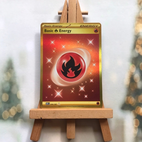Thẻ hình Pokemon Fire Energy 230/197 - Lá bài lẻ Scarlet & Violet: Obsidian Flames Gold Secret Rare tiếng Anh chính hãng