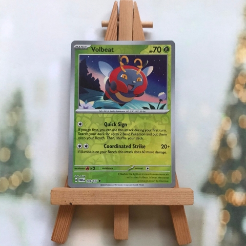 Thẻ hình Pokemon Volbeat 009/167 - Lá bài lẻ Scarlet&Violet Twilight Masquerade Common Reverse Holo tiếng Anh chính hãng