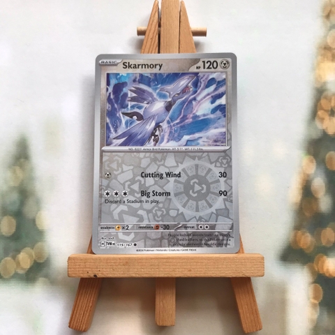 Thẻ hình Pokemon Skarmory 119/167 - Lá bài Scarlet&Violet Twilight Masquerade Common Reverse Holo tiếng Anh chính hãng