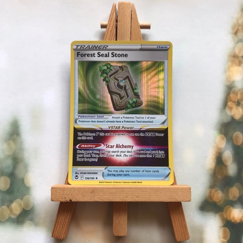 Thẻ hình Pokemon Forest Seal Stone 156/195 - Lá bài Sword & Shield: Silver Tempest Holo Rare tiếng Anh chính hãng