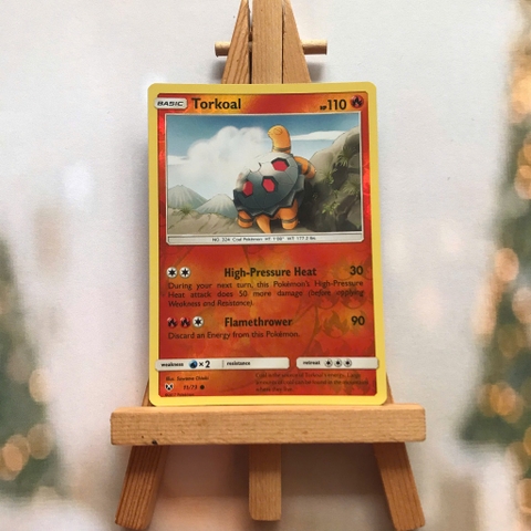 Thẻ hình Pokemon Torkoal 11/73 - Lá bài lẻ Shining Legends Common Reverse Holo tiếng Anh chính hãng