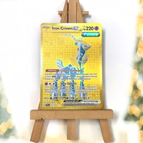 Thẻ hình Pokemon Iron Crown ex 216/162 - Lá bài lẻ Temporal Forces Gold Hype Rare tiếng Anh chính hãng