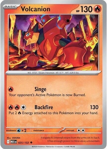 Thẻ hình Pokemon Volcanion 025/132 - Lá bài lẻ Mega Evolution Base Set Uncommon Reverse Holo tiếng Anh chính hãng