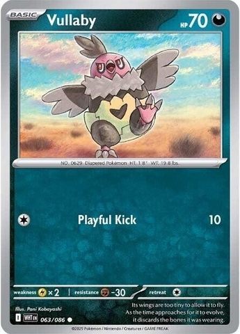 Thẻ hình Pokemon Vullaby 063/086 - Lá bài lẻ White Flare Common Reverse Holo tiếng Anh chính hãng