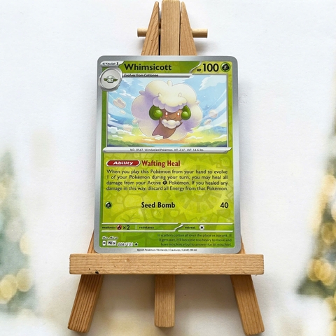 Thẻ hình Pokemon Whimsicott 008/131 - Lá bài lẻ Prismatic Evolutions Rare Reverse Holo tiếng Anh chính hãng