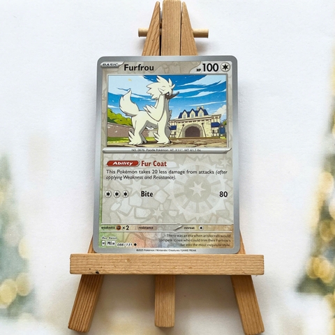 Thẻ hình Pokemon Furfrou 088/131 - Lá bài lẻ Prismatic Evolutions Common Reverse Holo tiếng Anh chính hãng