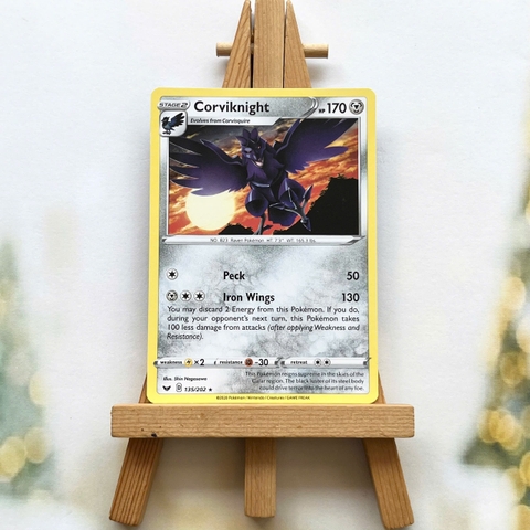 Thẻ hình Pokemon Corviknight 135/202 - Lá bài lẻ Sword & Shield Base Set Rare tiếng Anh chính hãng
