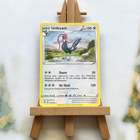 Thẻ hình Pokemon Unfezant 145/192 - Lá bài lẻ Rebel Clash Rare tiếng Anh chính hãng