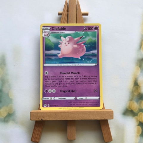 Thẻ hình Pokemon Clefable 054/172 - Lá bài lẻ Brilliant Stars Rare tiếng Anh chính hãng