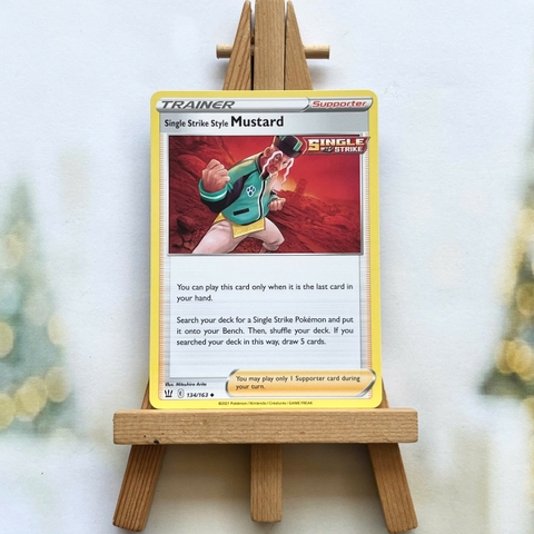 Thẻ hình Pokemon Single Strike Style Mustard 134/163 - Lá bài lẻ Battle Styles Uncommon Reverse Holo tiếng Anh chính hãng
