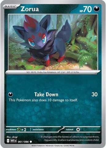 Thẻ hình Pokemon Zorua 061/086 - Lá bài lẻ White Flare Common Reverse Holo tiếng Anh chính hãng