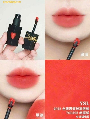 Son YSL Tatouage Couture Velvet Cream 202 Coral Symbol – Màu Đỏ San Hô - Fullbox