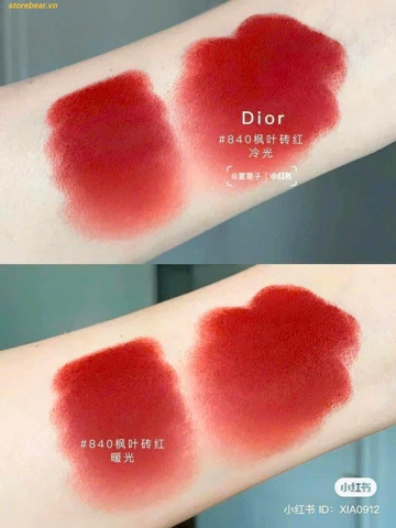 Son Rouge Dior Couleur Couture Soin Floral Longue Tenue 840 Rayonnante Velvet Đỏ Gạch Pha Cam - Mini Fullbox