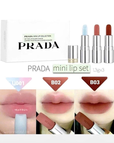 Son Set PRADA Mini Moisturizing Lip Balm - Bộ 3 Thỏi Giữ Ẩm Môi