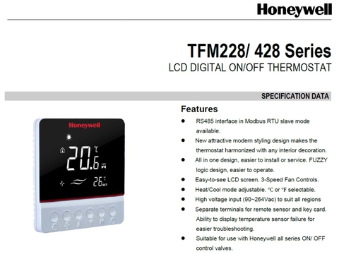 Bộ điều khiển nhiệt độ phòng TFM228N/U dùng cho FCU