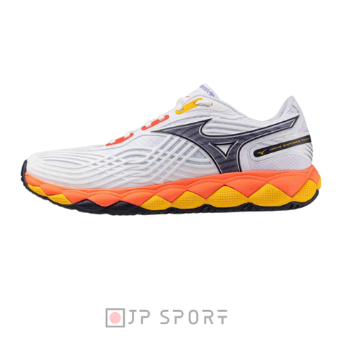 Giày Pickleball và Tennis Mizuno Wave Enforce Tour 2 AC Trắng/Cam/Vàng