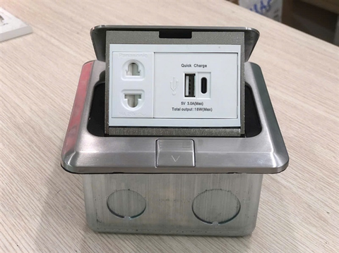 Bộ âm sàn SINOAMIGO SPU1SE màu bạc (lắp điện + Sạc USB +type C) cao cấp