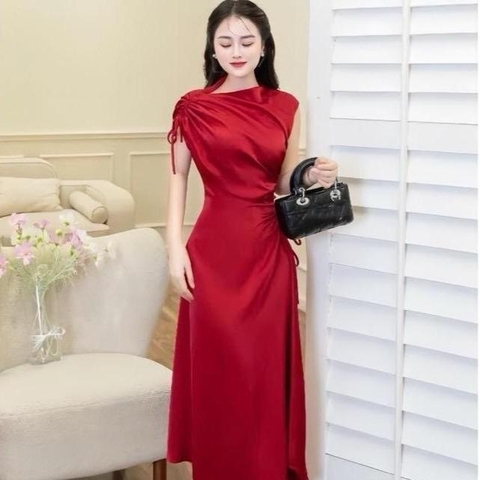 Đầm Lụa Latin Hàn Cao Cấp Rút Dây Sang Trọng. A-0142. Nữ