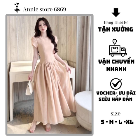 Đầm Voan Tơ Gân Mềm Cao Cấp Thiết Kế Dáng Dài Nhúng Xòe Nhẹ - A-0134, Dress