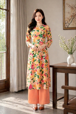 Áo Dài Mentosa Tơ Hoa-MTS321122401