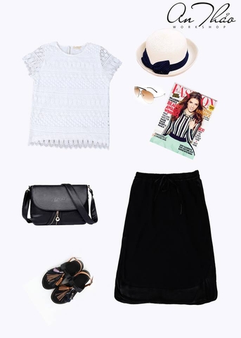 Chân Váy Loft Đen Vạt Bầu Thắt Dây-R1304050517