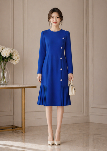 Đầm Katosa Tay Dài Rập Ly 2 Màu-KTS220711