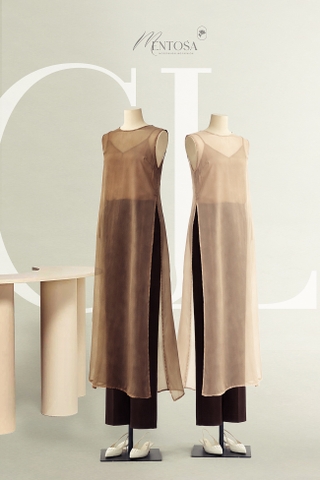 Áo Tơ Dáng Dài Xẻ Tà Mentosa 2 Màu-ATMTS141025L1