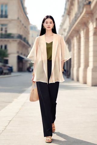 Áo Tơ Mentosa Vắt Chéo 2 Màu-AKMTS011025T1