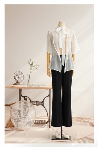 Áo Tơ Mentosa Vắt Chéo 2 Màu-AKMTS011025T1