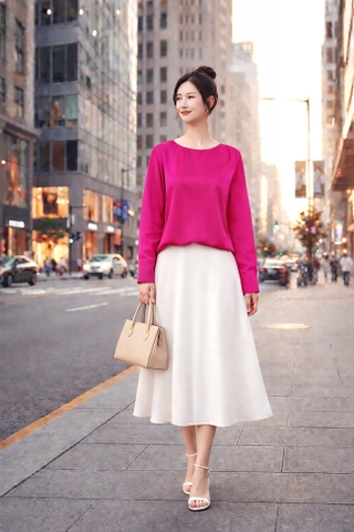 Áo Lụa Suông Tay Dài Mentosa 2 Màu-AMTS050925L1